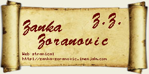 Žanka Zoranović vizit kartica